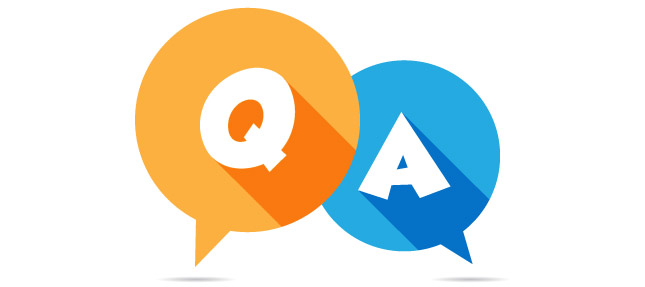two speech bubbles with the letters q and a