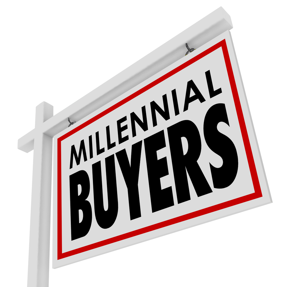 a white and red sign that says millennium buyers
