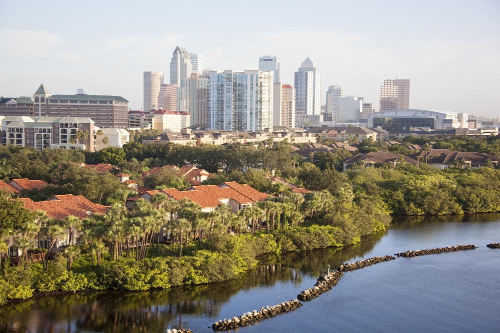 This picture shows Tampa, one of the cities where you can afford to retire by 40, according to Redfin.