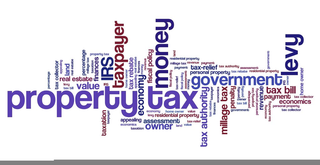 a word cloud with words related to property tax