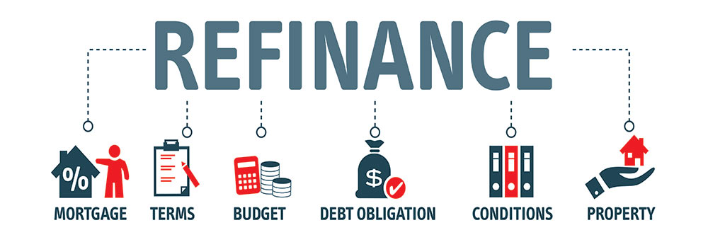 the words refinance are shown above a graphic