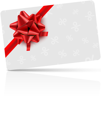a gift card with a red bow on it