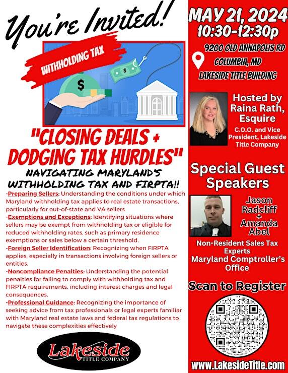 a flyer for a tax event with a picture of a house