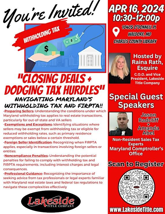 a flyer for a tax event with a picture of a house
